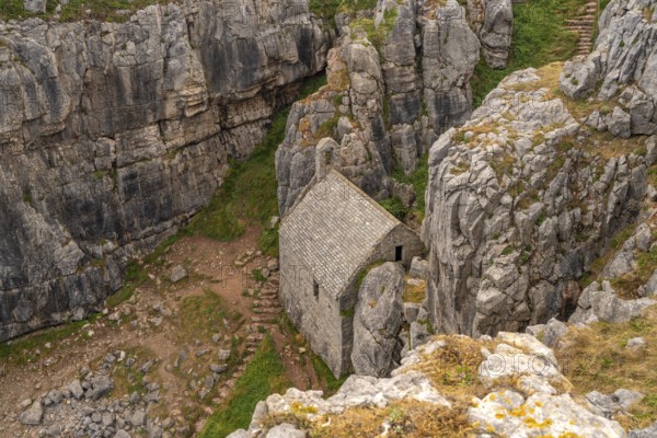 St Govan's Chapel, Pembrokeshire Coast National Park, Pembrokeshire, Wales, Great Britain