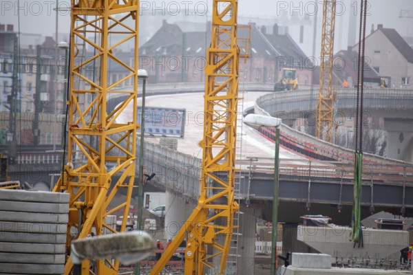 Hochstraße-Süd construction site in Ludwigshafen am Rhein. Hochstraße Süd was closed in summer 2019 due to cracks in the structure and the risk of collapse. It should be open to traffic again in 2026