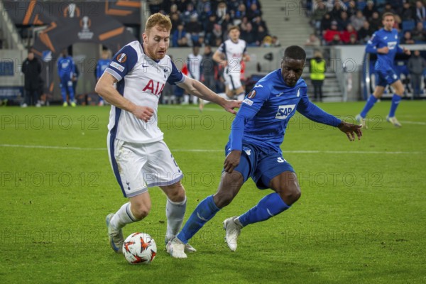 Football UEFA Europa League, 2024/25 season, matchday 7: TSG Hoffenheim v Tottenham Hotspur. On the ball: Dejan Kulusevski (21, Tottenham)