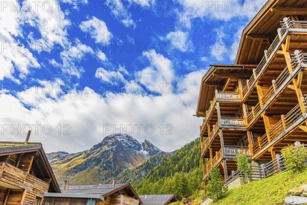Holiday flats in a wooden chalet, Grimentz, Val d'Anniviers, Valais Alps, Canton Valais, Switzerland, Europe