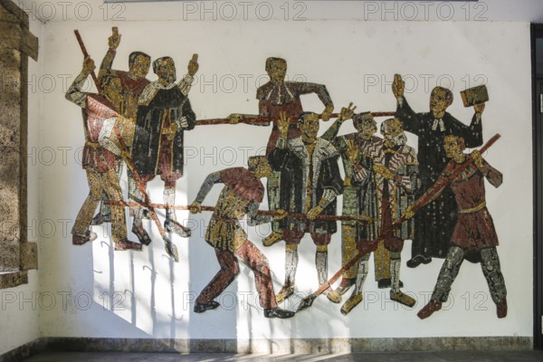 Matthäus-Alber-Haus, mosaic, art in public space, Reutlingen, Baden-Württemberg, Germany, Europe