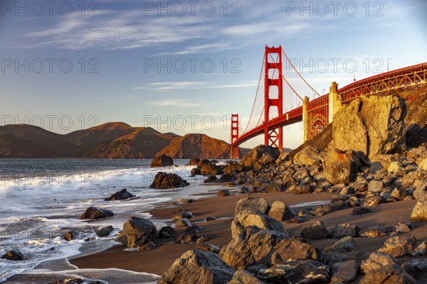 The Golden Gate Bridge and Marshall Beach in San Francisco, California, United States of America, USA, North America