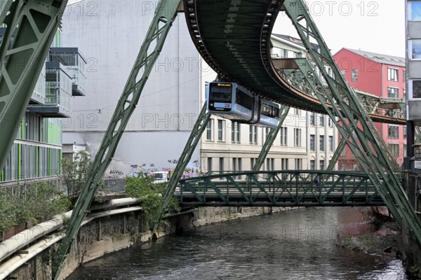 Suspension railway over the Wupper, Elberfeld district, Wuppertal, Bergisches Land, North Rhine-Westphalia, Germany, Europe