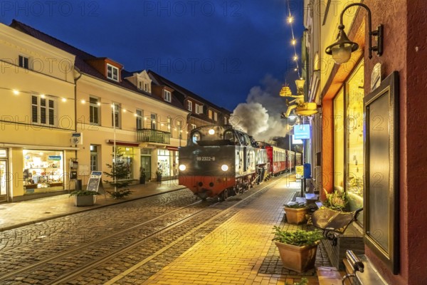 Steam locomotive of the Molli spa railway in Bad Doberan, Mecklenburg-Vorpommern, Germany, Europe