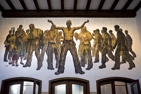 Murals from the time of the Third Reich, Rammelsberg ore mine, UNESCO World Heritage Site, Goslar, Lower Saxony, Germany, Europe