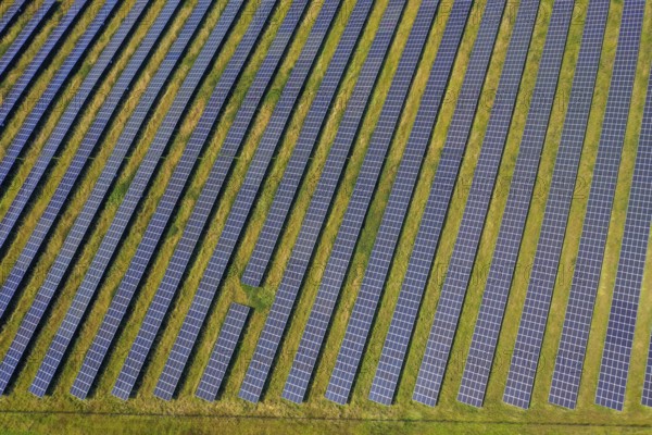Dortmund, North Rhine-Westphalia, Germany, Deusenberg solar park. The ground-mounted system is located on a former landfill site in Dortmund Deusen. A total of 12, 735 photovoltaic modules cover around 20, 000 square metres of the four-hectare plateau. 3.6 million kWh of electricity are generated per year, enough to supply around 4, 000 people. The Deusenberg will be part of the 2027 State Garden Show in the Ruhr region, Europe