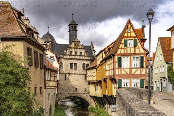 Malerwinkelhaus and Main Gate in Marktbreit, Lower Franconia, Bavaria, Germany, Europe