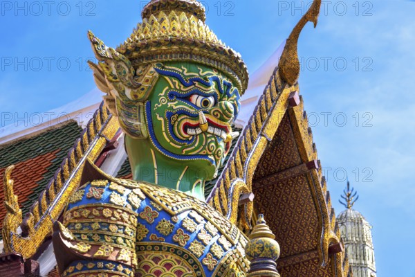 Scenic golden temple of Emerald Buddha Wat Phra Kaew in Bangkok, Thailand, Asia
