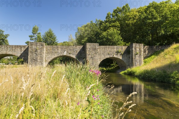Historic old bridge over the Freiberger Mulde in Halsbrücke, Saxony, Germany, Europe