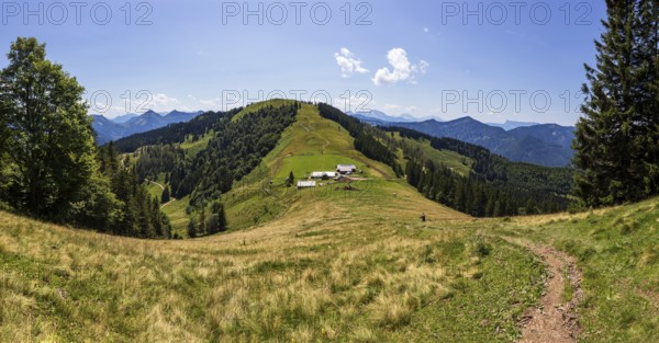 Oberwiesalm with view to Loibersbacher Höhe, Osterhorn group, Salzkammergut, Salzburg province, Austria, Europe