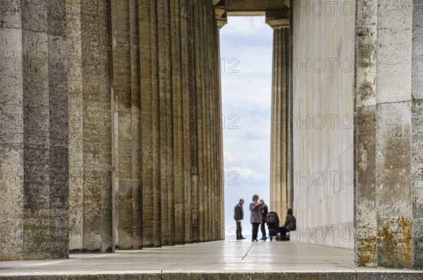 Colonnade on the east side of the Walhalla Hall of Fame in Donaustauf on the Danube near Regensburg, Bavaria, Germany, Europe