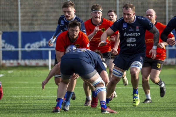 Rugby: Germany against MKS Pogon Awenta Siedlce, Poland in Heidelberg (test match of the German national rugby team in preparation for the upcoming World Cup qualifiers)