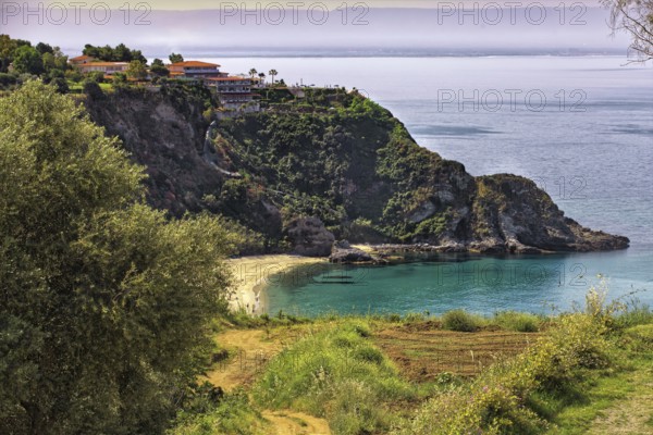 Coastal landscape with steep cliffs and blue sea. Quiet and idyllic atmosphere, Capo Vaticano, Italy, Europe