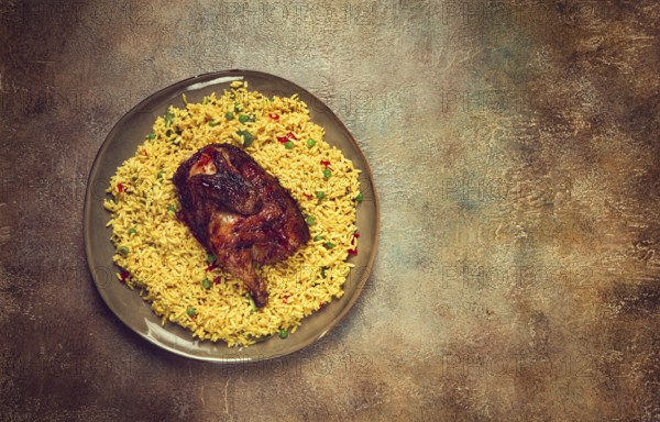 Kabsa, rice with chicken, Saudi Arabian dish, national dish, homemade, no people