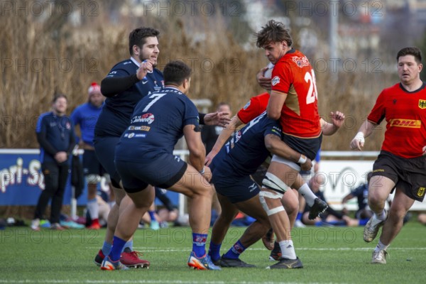 Rugby: Germany against MKS Pogon Awenta Siedlce, Poland in Heidelberg (test match of the German national rugby team in preparation for the upcoming World Cup qualifiers)