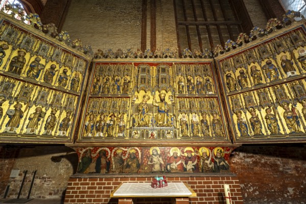 Altarpiece from St Georgen in the interior of St Nikolai Church in the Hanseatic city of Wismar, Mecklenburg-Western Pomerania, Germany, Europe