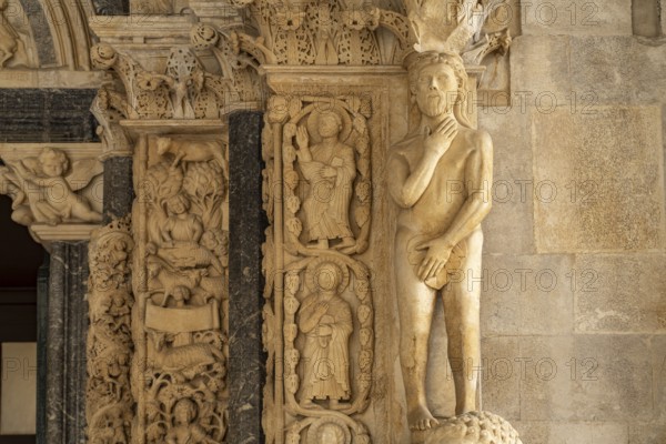 Adam at Radovan's portal of the Cathedral of St Laurence in Trogir, Croatia, Europe