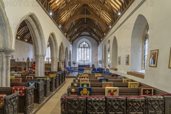 Interior of the church of St Goran, Cornwall, England, Great Britain
