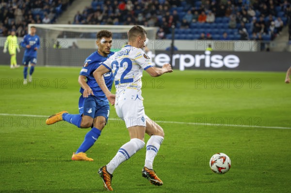 Football UEFA Europa League, 2024/25 season, matchday 2: TSG Hoffenheim v Dynamo Kiev. On the ball: Vladyslav Kabaiev (22, Kiev)