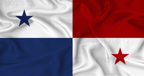 Realistic Panama flag waving. Close up of flag of Panama with cloth texture