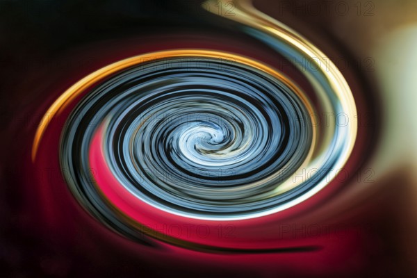 Colourful luminous spiral, blue, red, left-turning, illustration, abstract, symbol photo development, dynamics, infinity, movement, centre point