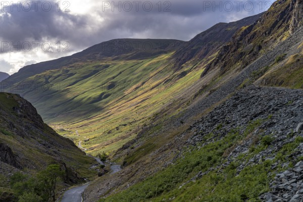 Mountain landscape at Honister Pass in the Lake District, England, Great Britain