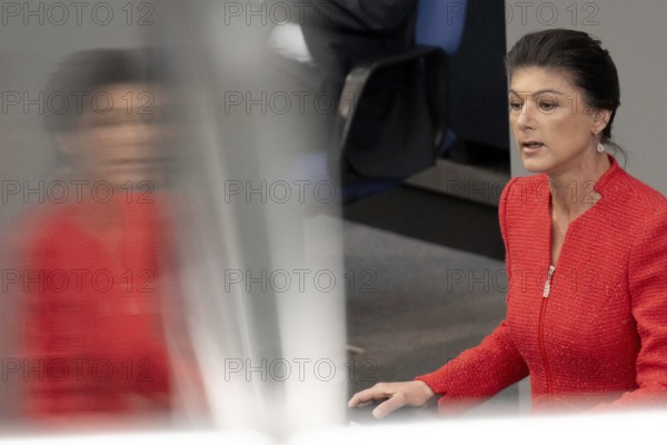 Berlin, Germany - 18 March 2025: Sahra Wagenknecht (BSW) speaks in the Bundestag in front of the vote on reforming the debt brake to allow hundreds of billions of euros to be borrowed for defence, infrastructure and climate protection, which requires an amendment to the Basic Law with a two-thirds majority of MPs. The SPD and CDU/CSU had introduced the bill to amend the Basic Law in special sessions in the old Bundestag and put it to the vote due to different majorities in the new Bundestag, which will be constituted next week