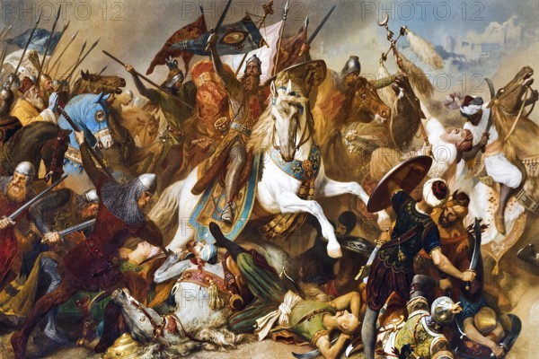 Barbarossa's victory at Iconium in 1190, mural in the Kaisersaal Goslar by Hermann Wislicenus, Lower Saxony, Germany, Europe