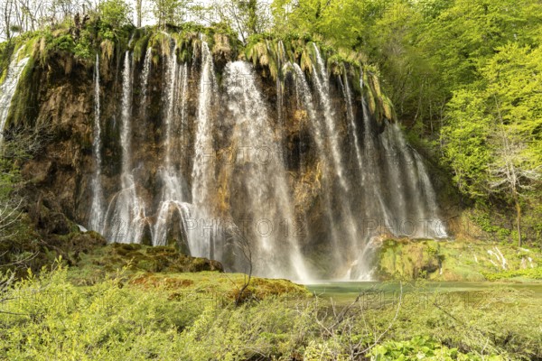 The Veliki Prstavac waterfall in Plitvice Lakes National Park, Croatia, Europe