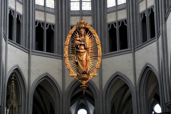 Radiant Madonna (around 1530), Altenberg Cathedral, Bergischer Dom, former monastery church of Altenberg Abbey, built by the Cistercians in 1133, Rheinisch-Bergischer Kreis, administrative district of Cologne, North Rhine-Westphalia, Germany, Europe