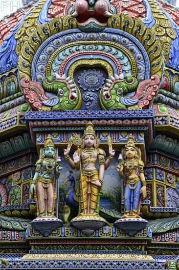 Detail of the facade of the Sri Maha Mariamman Temple, Hindu temple, Silom Road, Bangkok, Thailand, Asia