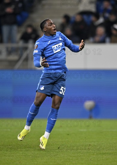 Goal celebration David Mokwa TSG 1899 Hoffenheim (52) Europa League, PreZero Arena, Sinsheim, Baden-Württemberg, Germany, Europe