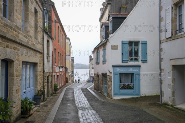 Douarnenez, Brittany, France - Alley at the harbour Port de Rosmeur in the picturesque harbour town of Douarnenez