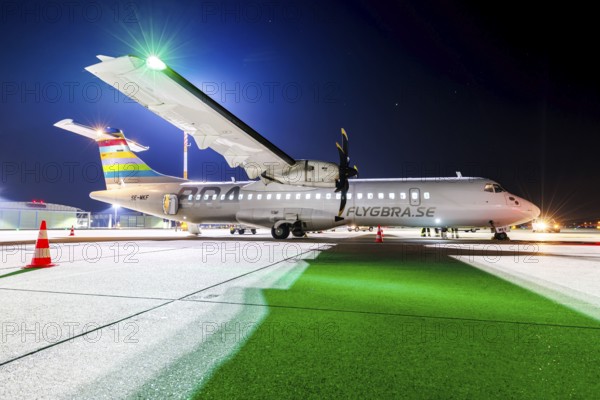 An ATR 72-600 aircraft of BRA Braathens Regional Airlines with the registration SE-MKF at the airport in Stuttgart, Germany, Europe