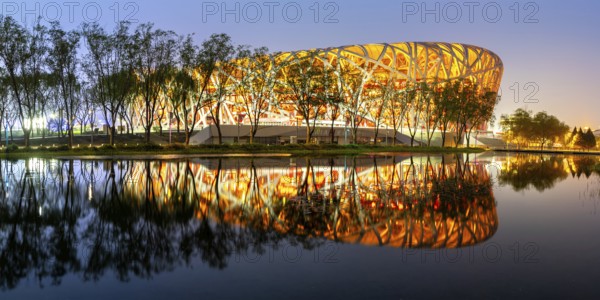 Olympic Stadium Bird's Nest Beijing Olympic Stadium modern architecture panorama in Beijing, China, Asia