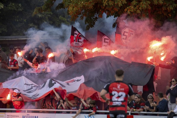 Heidelberg, 15 June 2024: Numerous fans of SC Frankfurt 1880 supported their team in the final of the German Rugby Championship at SC Neuenheim (Heidelberg) . Around 2000 spectators attended the final