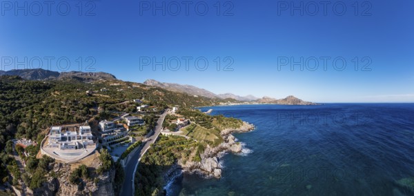 Drone image, coastal landscape near Plakias, south coast, Crete, Greece, Europe