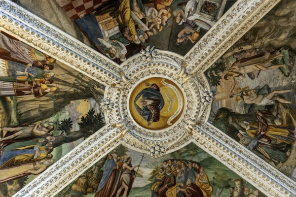 Church, ceiling fresco of the parish church of Santa Maria del Sasso, interior view, Morcote, Lake Lugano, Lago di Lugano, Canton Ticino, Switzerland, Europe