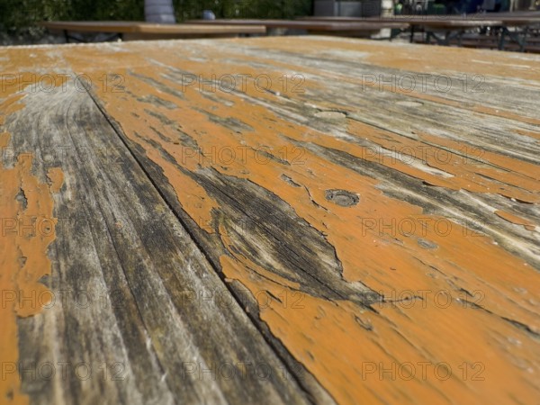 Weathered beer garden table