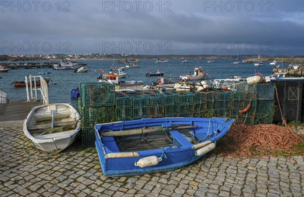 Sagres, Algarve, Portugal - Colourful fishing boats in the fishing port of Sagres