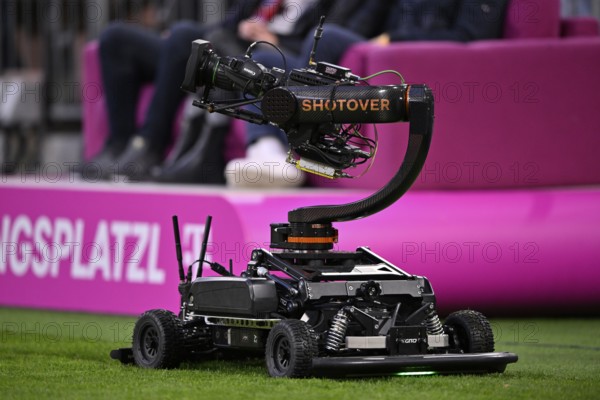 SHOTOVER camera robot, robot, on grass, Allianz Arena, Munich, Bavaria, Germany, Europe