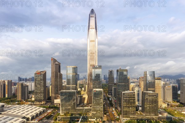 Skyline with skyscrapers city centre Futian district in Shenzhen, China, Asia