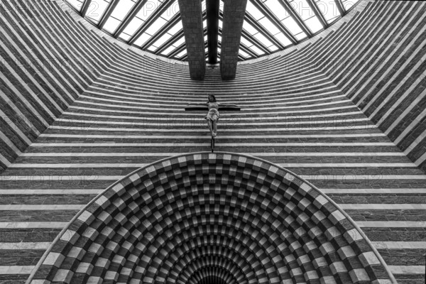 Chiesa di San Giovanni Battista, interior view, architect Mario Botta, Mogno, near Fusio, Lavizzara, Canton Ticino, Switzerland, Europe