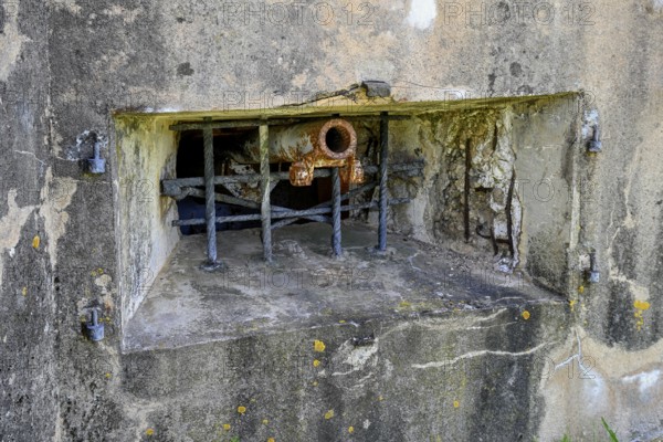 Old gun in Fort de Vaux, French fortress from the First World War, Verdun battlefield, First World War, Verdun, Grand Est region, France, Europe