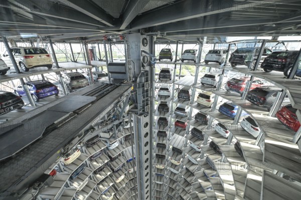 Car tower interior, lift, vehicles, Autostadt Volkswagen, Wolfsburg, Lower Saxony, Germany, Europe