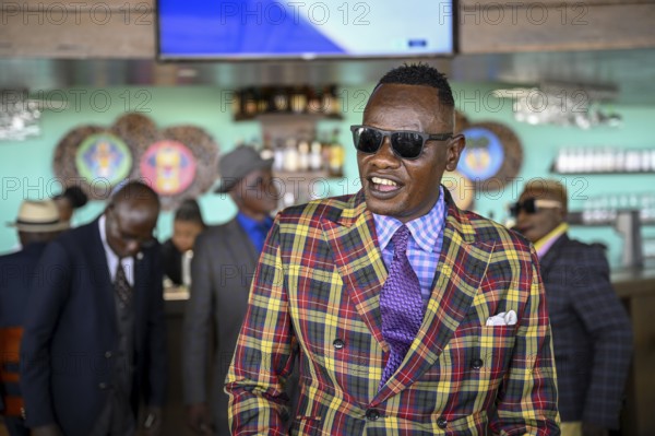 Sapeur, member of the Société des Ambianceurs et des Personnes élégantes (SAPE), society of entertainers and stylish people, Brazzaville, Republic of Congo
