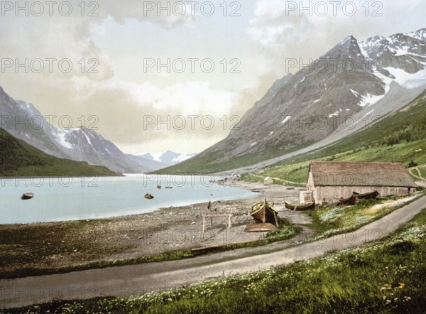 In Ulsfjorden, Ullsfjorden, Kjosen, Norway, View from 1885, Historical, digitally restored reproduction from a 19th century original, Record date not stated, Europe