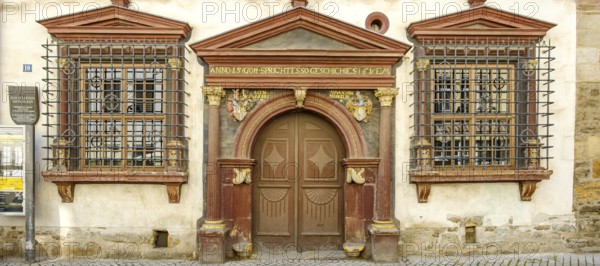 Historic medieval building Haus zum Güldenen Krönbacken, now used as a cultural centre, in the old town of Erfurt, Thuringia, Germany, Europe