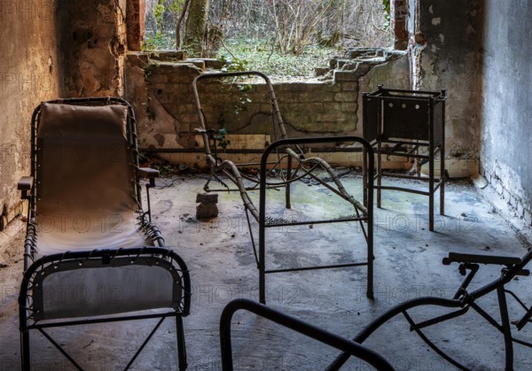 Interior view, former Alpine house on the historic site of the tuberculosis sanatorium in Beelitz, Brandenburg, Germany, Europe