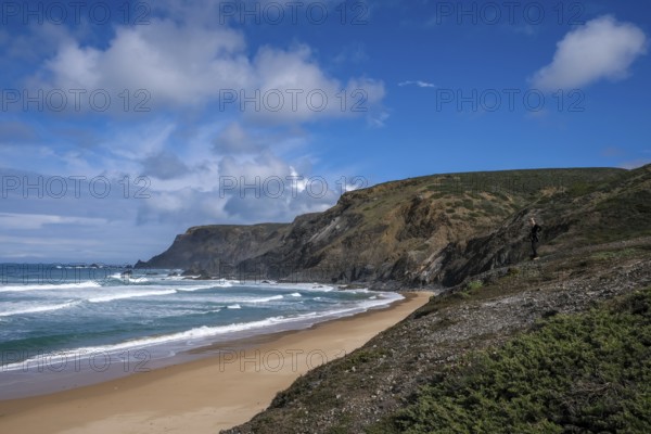 Vila do Bisbo, Algarve, Portugal - Ponta Ruiva Beach Praia da Ponta Ruiva, beautiful secluded sandy beach on the west coast near Villa do Bisbo